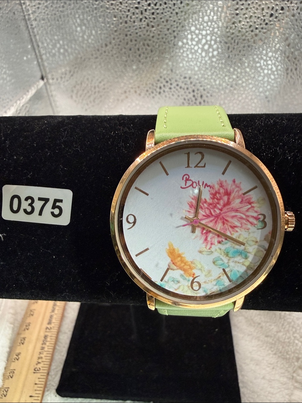 Boum Madmoiselle Floral Dial Women's Watch in Light Green with Rose Gold Case